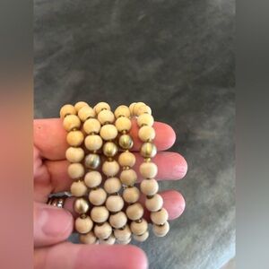 Beaded Stretch Bracelet Set in Natural and Gold Tones
